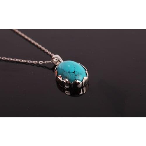 UM US JEWELRY Turquoise Gemstone 925 Sterling Silver Necklace