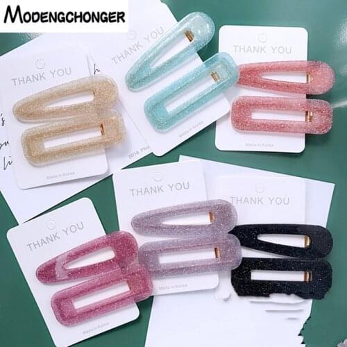 2PCS Hair Clips For Women Girls Acrylic Starry Sky Hairpin Barrettes Female Alloy Hairgrips Duckbill Hairgrips Hair Accessories