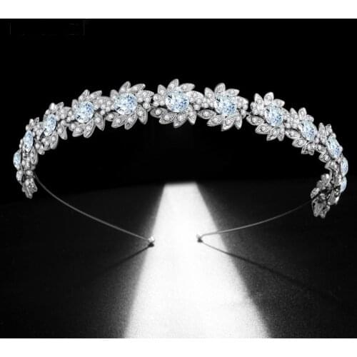 Rhinestones Crown Headband Handmade Glittery Bridal Hair Hoop Princess Headdress Hair Accessories for Bride Women SL SL