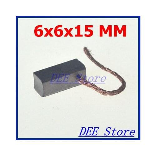 10pcs Wire Leads Electric Generator Motor Graphite 6x6x15mm Carbon Brushes Alternator Power Tool for Generic Electric Motors