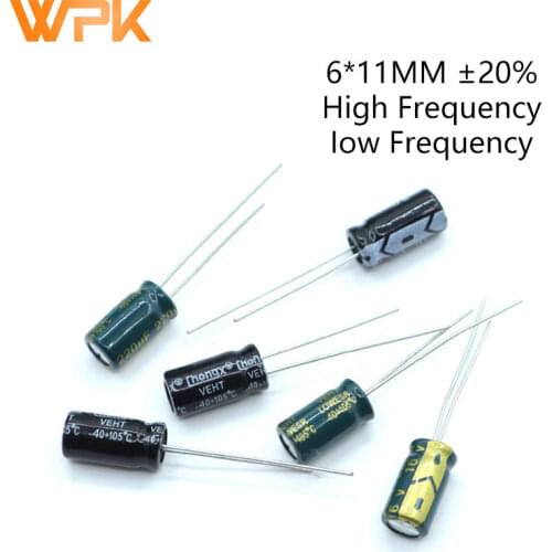 20Pcs 6*11 High Frequency Low ESR Aluminum Electrolytic Capacitor Set 10V 16V 25V 100V 10UF 47UF 100UF 220UF 680UF Assorted Kit