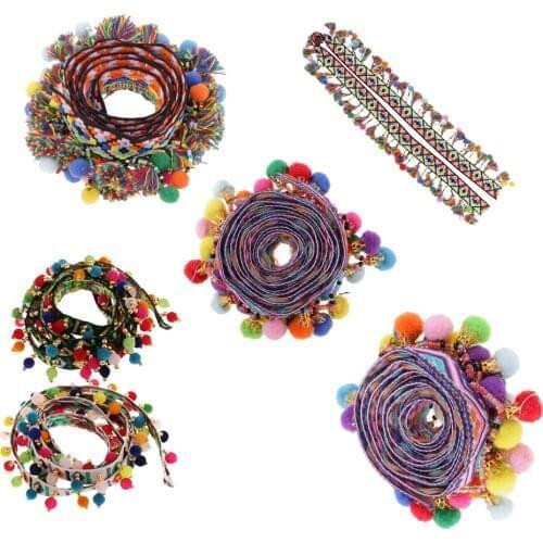 4 Yard PomPom Trim Ball Fringe Ribbon Lace DIY Sewing Craft Clothing Decor