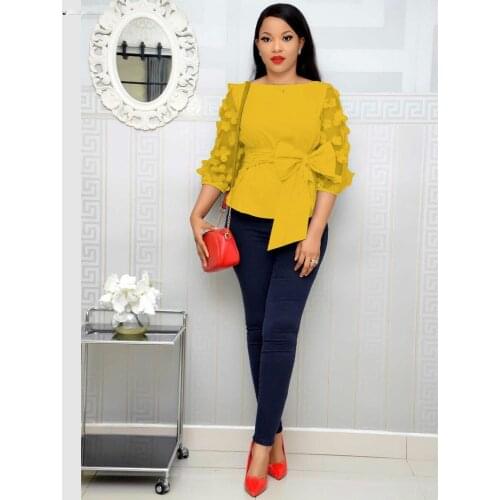 African Dresses For Women Dashiki African Clothes Mesh Bow Africa Dress Ladies Tops Clothing Ankara Plus Size African Dress