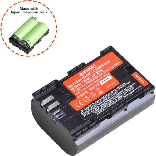 1Pc 2040mAh LP-E6 LP E6 LP-E6N Battery Panasonic Cell for Canon EOS 5D Mark II, III, IV, 5DS, 5DS R, 6D, 60D,6D Mark II, 7D, 7D