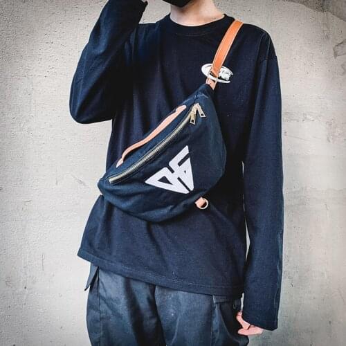 Tide brand Korean fashion chest bag fashion one-shoulder couple waist bag outdoor sports messenger canvas bag unisex