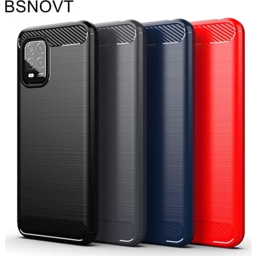Shockproof Carbon Fiber Cover For Xiaomi Mi 10 Lite Case Xiaomi Mi 10 Lite 5G Silicone Back Case For Xiaomi Mi 10 Lite 5G Fundas