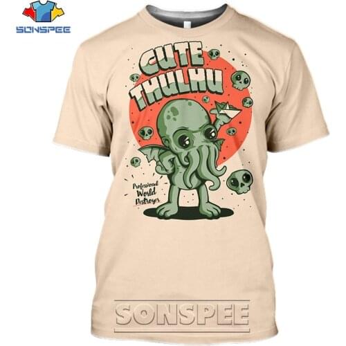Cthulhu legendary T shirt Men monster kraken Game Tee 3D Print octopus Harajuku green T shirt Sea Monster tshirt homme Clothing