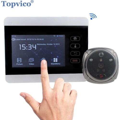 Topvico Peephole Door Camera Wifi Doorbell Video 4" Monitor Motion Detection Video-eye Viewer Wireless Ring Intercom iHome 5