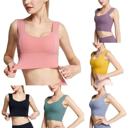 Breathable Sports Bra for Women Nylon Women Yoga Tops Solid Color And Sexy Sports Wear Seamless Workout Fitness Bra Top