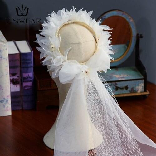 High Quality Retro Travel Handmade Silk Yarn Flower Mesh Veil Bride Velo De Novia Bridal Veils Wedding Vail Wedding Accessories