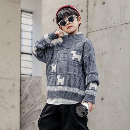 Boys Sweater Kids Outwear Tops 2021 Charming Fleece Thicken Warm Winter Autumn Knitting Pullover Children Clothing