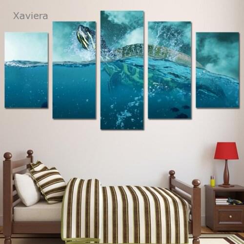 Hd Five-Piece Set of Marine Animals Sea Turtle Dolphin Poster Modern Home Decoration Living Room Art Wall Painting Without Frame