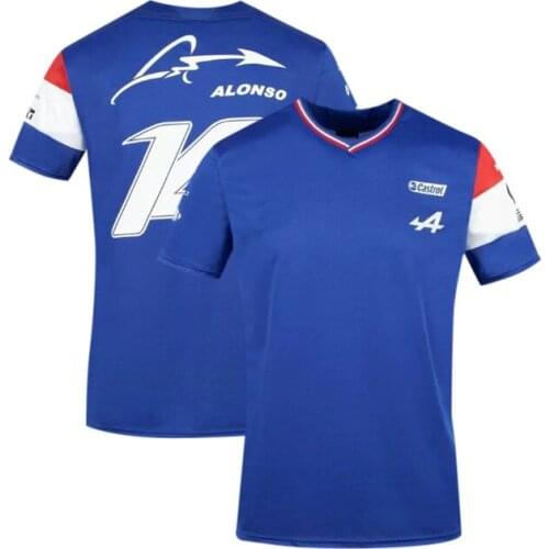 2021 Alpine Alonso F1 Team Motorsport T-Shirt Blue Black Merchandise Racing Jersey Teamline Short Sleeve Shirt Clothing