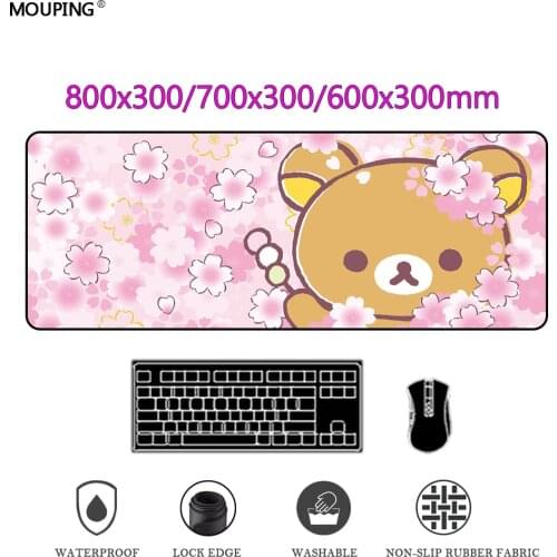 Korilakkuma Mouse Pad Cute Flower Rilakkuma Gaming Accessories Play Mat Backlight Slipmat Mousepad Pink Sakura Rug DropShipping