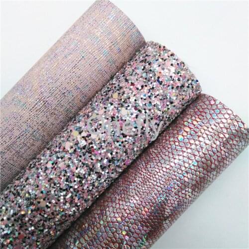 Onefly 21X29CM Chunky Glitter Leather, Iridescent Synthetic Leather Fabric Sheets For Bow DIY handbags shoes BQ016