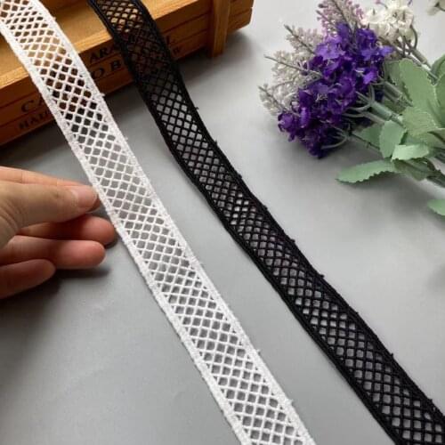 2 Yards 3 CM White Black GRID Lace Trims Applique Milk Silk Costume Trimmings Ribbon Home Textiles Sew on Fiber