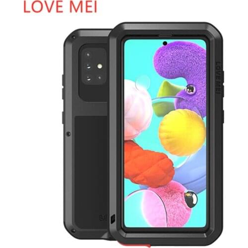 Love Mei Metal Tempered glass Full Protective Cover For Samsung Galaxy A51 A71 5G Case Heavy Duty Armor Shockproof Waterproof
