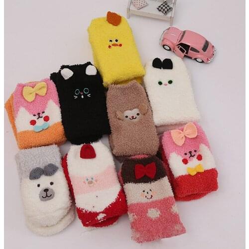 Cute Chirstmas Socks Animal Deer Snowbody Warm Sock 3D Fluffy Coral Velvet Thick Warm Winter Socks for New Year Gift Sox