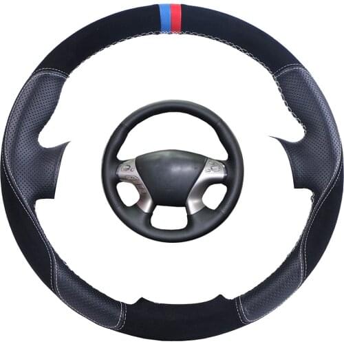 Custom Car Steering Wheel Cover For Infiniti JX35 M35 M25 M56 Q70 QX60 Nissan Murano Pathfinder Suede Leather Steering Braid