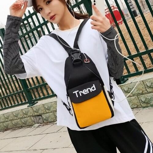 Fashion Women Small Backpack Female Casual Girls Chest Bag With Earphone Hole And USB Travel Bagpack Multi-Functional Rucksacks