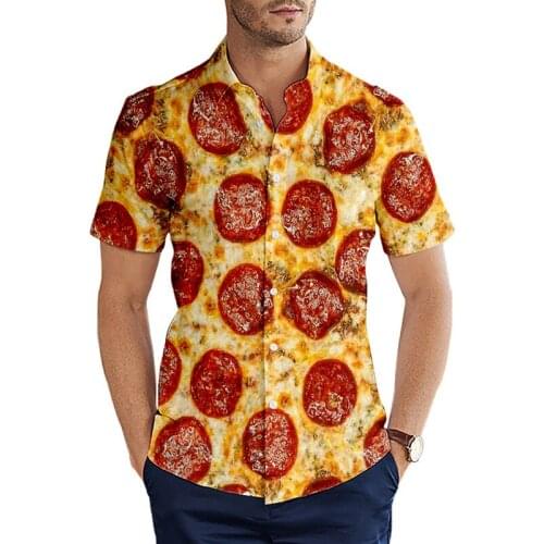 Mens Summer Harajuku Short Sleeve Shirt Sausage Party Food 3D Printing Hawaiian Shirt Unisex Fashion Harajuku Casual Shirt