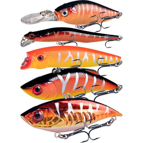Hot Fishing Lures Set Mixed 5 Models 5pcs Lot Hard Baits Artificial Lifelike Bass Crankbait Wobblers Plastic Fishing Bait Pesca