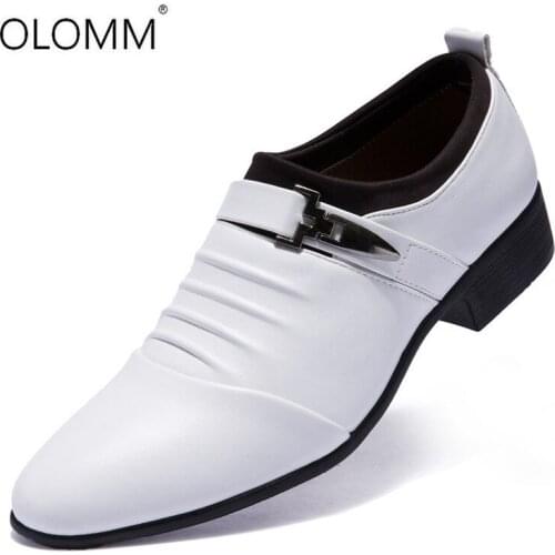 New British Mens Slip On Split Leather Pointed Toe Men Dress Shoes Business Wedding Oxfords Formal Shoes For Male 38-48