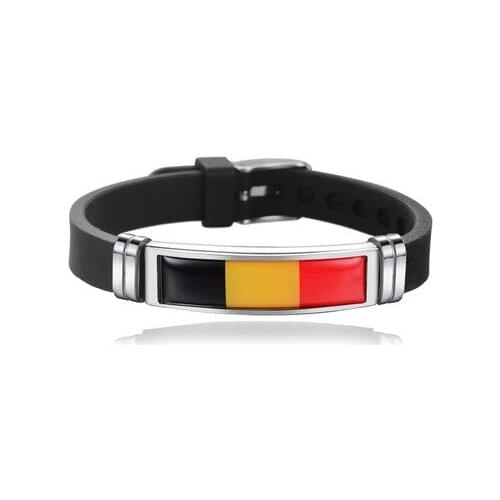 New Belgium Flag Bangles Sporty Style Stainless Steel Silicone Belgium Country Flag Bracelets Jewellery