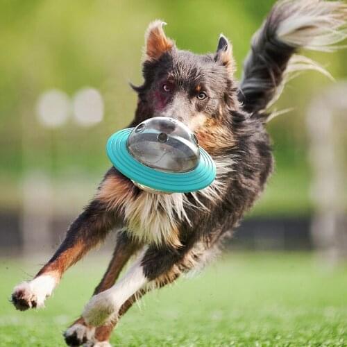 ZK30 Flying Saucer Dog Discs Toys Dogs Cat Chew Leaking Slow Food Feeder Ball Puppy IQ Training Toy Anti Choke Puzzle Train
