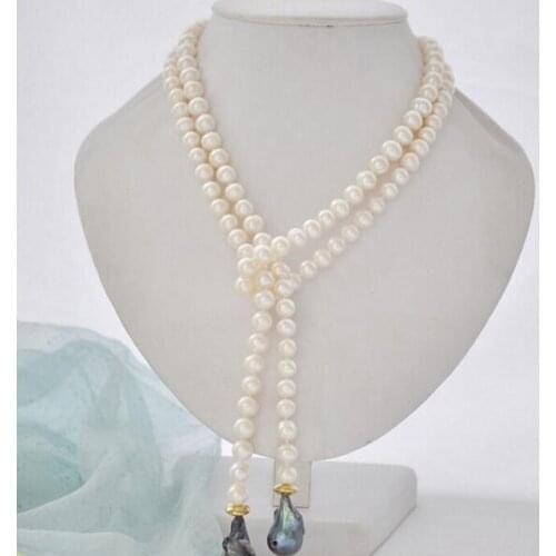 22mm black keshi baroque white round freshwater pearl necklace 45inch