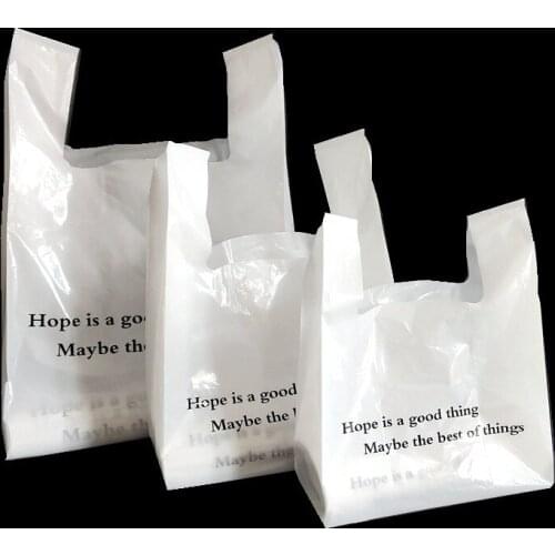 50pcs Supermarket Shopping Plastic Bags White Vest Bags Baking Food Yogurt Desserts Packaging Bag