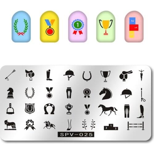 Rectangle 1pc Nail Stamp Medal Trophy Horse Series DIY Manicure Stamping Plate for Nail Art 6*12cm