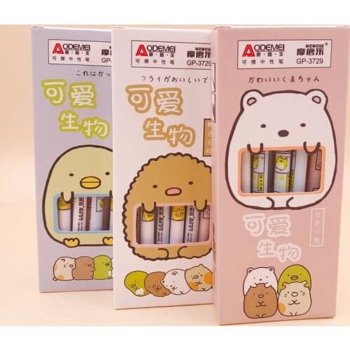 1pcs Cartoon Erasable Pen Cute Biological 0.5mm Black Ink Gel Pen Utiles Escolares Writing Tool Office School Supplies