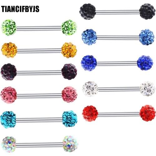 TIANCIFBYJS 16g Helix Ferido Crystal Cartilage Earrings Lobe Body Jewelry Tragus Tongue Rings Industrial Barbell Nipple Piercing