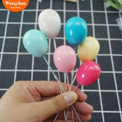 6pcs/bag Mixed Colors Foam Balloon Cake Topper Happy Birthday Cake Toppers Baby Shower Decoration Wedding Party Cake Decorations
