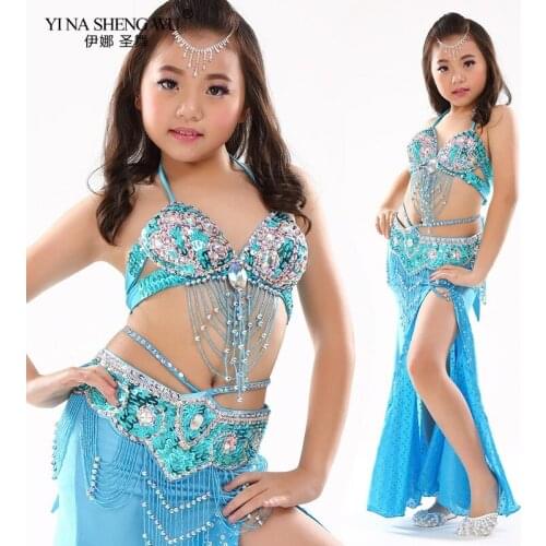 Children Adult Belly Dance Performance Clothes 3pcs Oriental Dance Bra Belt Skirt Girls Dance Costumes Professional Dancing Set