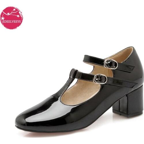 Autumn Women Mary Jane Shoes Lolita High Heels T-Strap Wedding Pumps Thick Heels Shoes Bridal Princess Footwear Plus Size 48