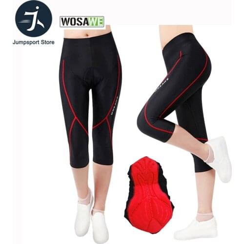 WOSAWE New Womens Ladies Cycling Pants Breathable Gel Padded 3/4 Shorts MTB Road Bike Clothing Bicycle Tights & Pants Sportswear