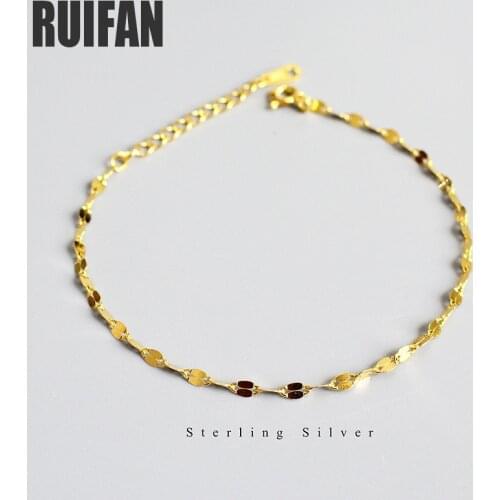 Ruifan Ins Gold/Silver Ripple 925 Sterling Silver Bracelet for Women Korean Slim Minimalist Chain Womans Accessories YBR158