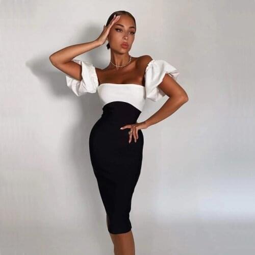 Free Shipping Wholesale Womens Dress Mixed Colors Short Sleeve Strapless Sexy Celebrity Cocktail Party Bandage Dress