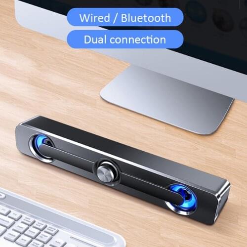 Soundbar Bluetooth 5.0 Speaker Wired Computer Speakers Stereo Subwoofer Sound bar for Laptop PC Theater TV Aux 3.5mm