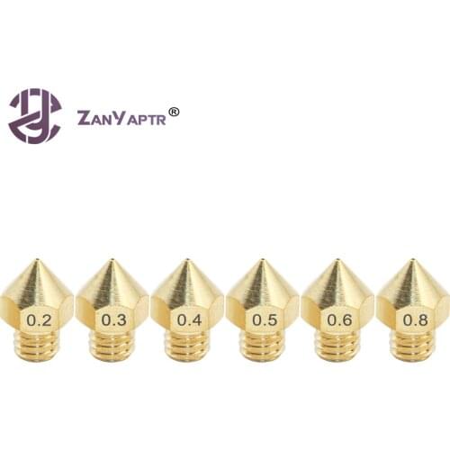 1Pc Copper Nozzle For PRUSE-I3 Extruder Mixed Sizes 0.2/0.3/0.4/0.5/0.6/0.8mm 3D printer head 1.75MM MK8 Makerbot