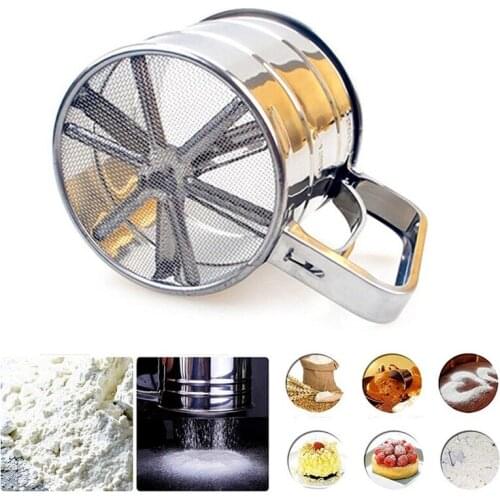 1Pcs Stainless Steel Flour Sieve Cup Powder Mesh For Cakes Hand-Screened Sugar Mesh Sieve Baking Sieve Strainer Kitchen Gadget