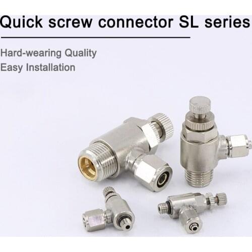 1 pc Pneumatic All copper metal quick-screw joint throttle SL regulating valve SL4/6/8/10/12 series Air Fitting Connector