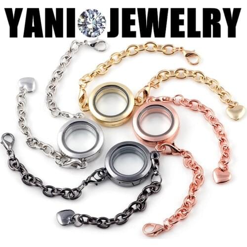 10pcs/lot 25mm Round Plain Floating Locket Charm Bracelet Glass Living Memory Locket Bracelet Bangles Women Party Gift Jewelry