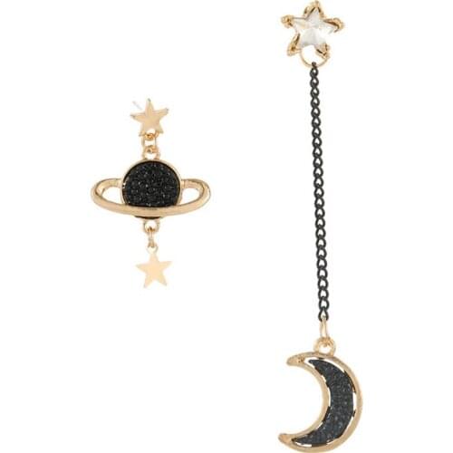 2021 Special Offer Real Brincos Para As Mulheres Brinco S925 Needle Korean Individual Star Asymmetric Planet Long Ear Nail