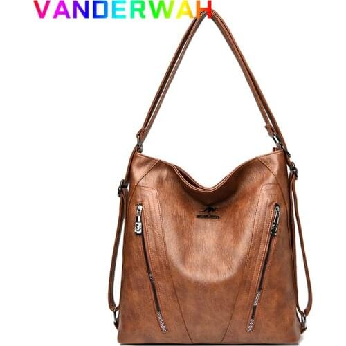 2020 Vintage PU Leather Women Hand Bag Designer Luxury Handbag Women Shoulder Bags Casual Female Hobos Top-handle Bag Sac a Main