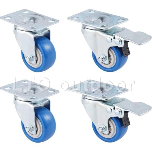 4PCS PVC Heavy Duty Blue Universal Caster Wheel Silent Doule Bearing For Industrial Office Equipment Furniture Accessories