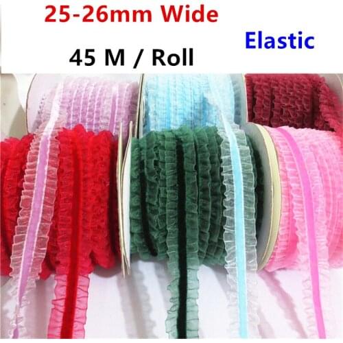 45m Elastic Velvet Sweet Snow Gauze with Lotus Leaf Ribbon Lace Trims diy Clothing Material Accessories 2.5cm 466