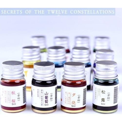 5ml Gold Powder Colorful Fountain Pen Ink Non-carbon Refilling Inks Student Stationery School Office Supplies Jones-F3